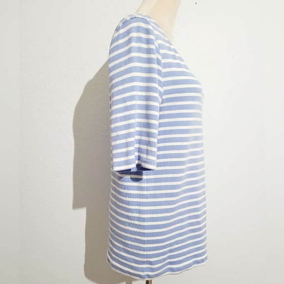 GAP The Modern Tee blue Striped Scoop Back Pima Cotton Blend Woman's Size XL Top - Picture 2 of 9